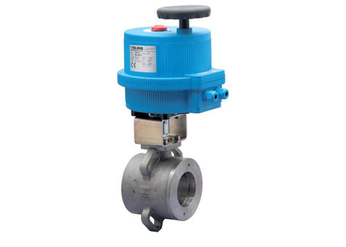 Bonomi 8E725002-00 Series - Ball Valve, "True" Wafer Style, 2 way, Stainless Steel, Flanged, Full Port, with Electric Actuator