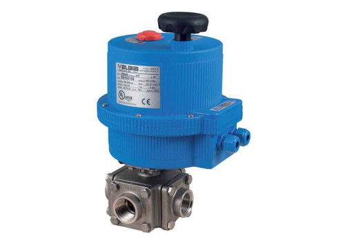 3/4" Bonomi E97T-00 - Ball Valve, T-Port, Block Body, Stainless Steel, FNPT Threaded, Full Port, with Electric Actuator