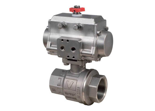 1/2" Bonomi 8P0133SS - 2 Way, Stainless Steel, Full Port, Ball Valve with Stainless Steel Double Acting Actuator