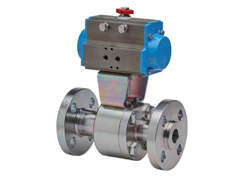 1 1/2" Bonomi 8P760201 - 2 Way, Stainless Steel, Full Port, Flanged, Ball Valve with Spring Return Actuator