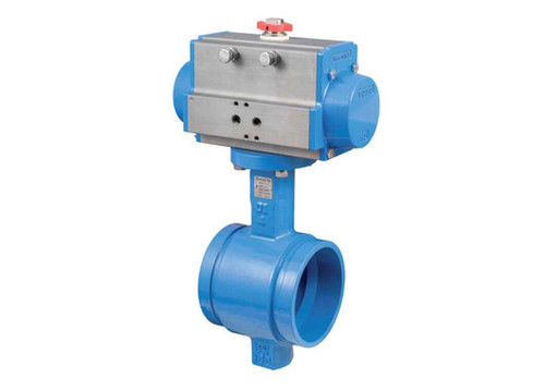 Bonomi DA700B Series - Butterfly Valve, Grooved End, BUNA-N Seat, Ductile Iron Body, with Double Acting Pneumatic Actuator