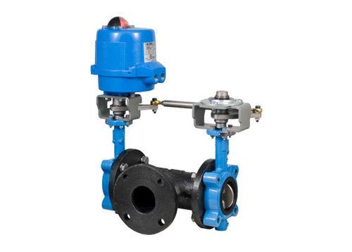 2" Bonomi MEN501S-T*-00 - Butterfly Valve, 3-Way, T Assembly, Lug Style, Ductile Iron, with Metal Electric Actuator