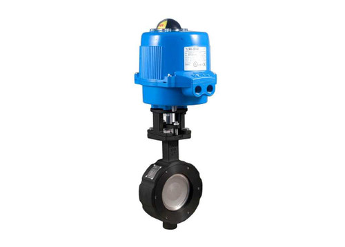 3" Bonomi ME8300-00- High Performance Butterfly Valve, Wafer Style, Carbon Steel Body, CF8M Stainless Steel Disc, Carbon Filled PTFE Seat, with Metal Electric Actuator