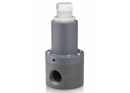 1" Plast-O-Matic RVDTM100T-CP - Inline Flow Pattern Style Relief, Bypass, Backpressure, Anti-Siphon Valves, CPVC Body, PTFE Seat