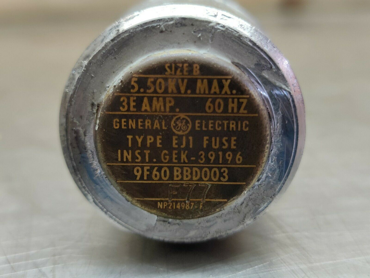 Current Limiting Fuse Type EJ1 9F60BBD003 General Electric 5.5kV, 3E Amps, 60Hz