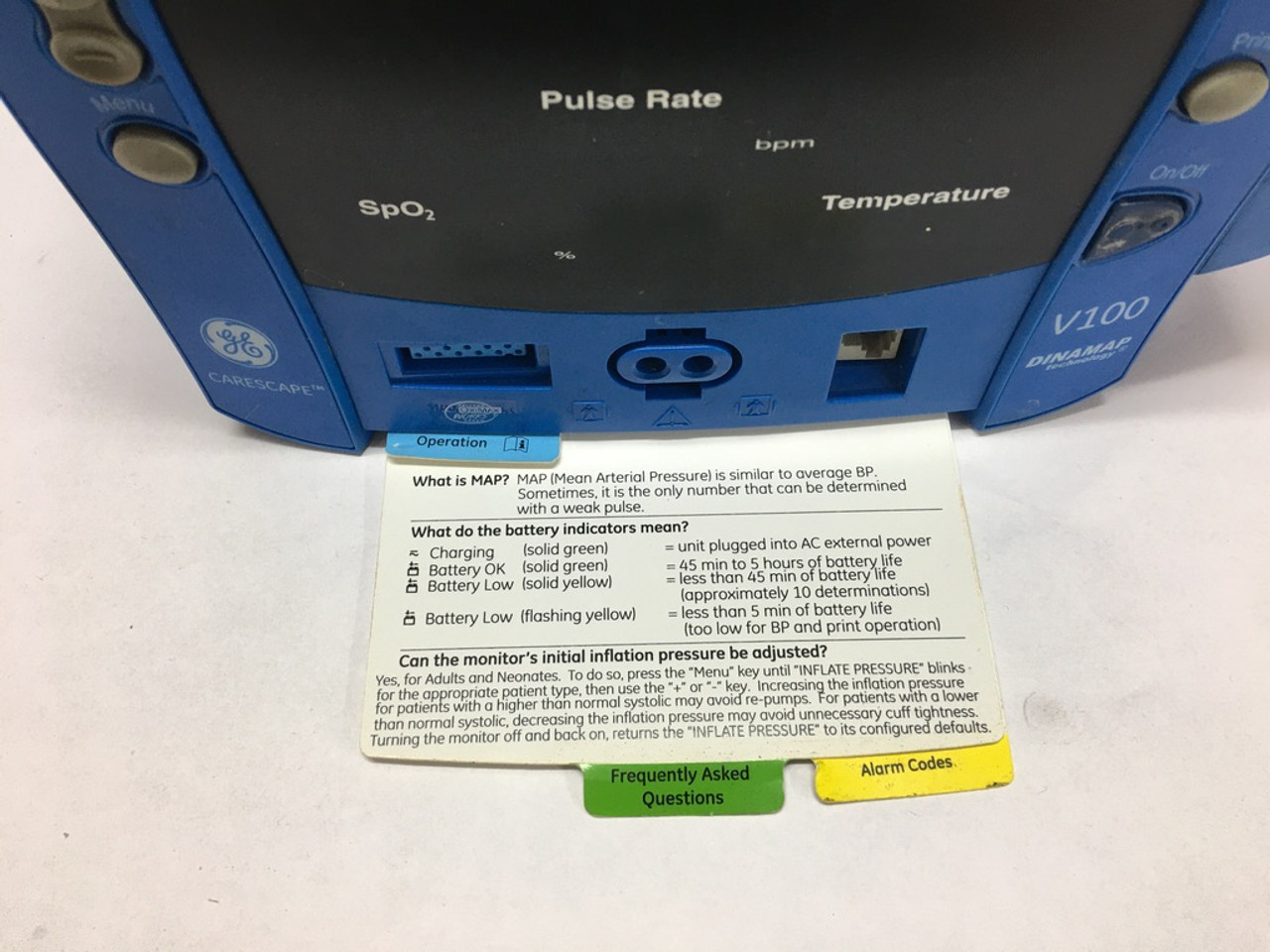 CareScape V100 Vital Signs Monitor V100-NBAA-AXAA-BX GE Healthcare