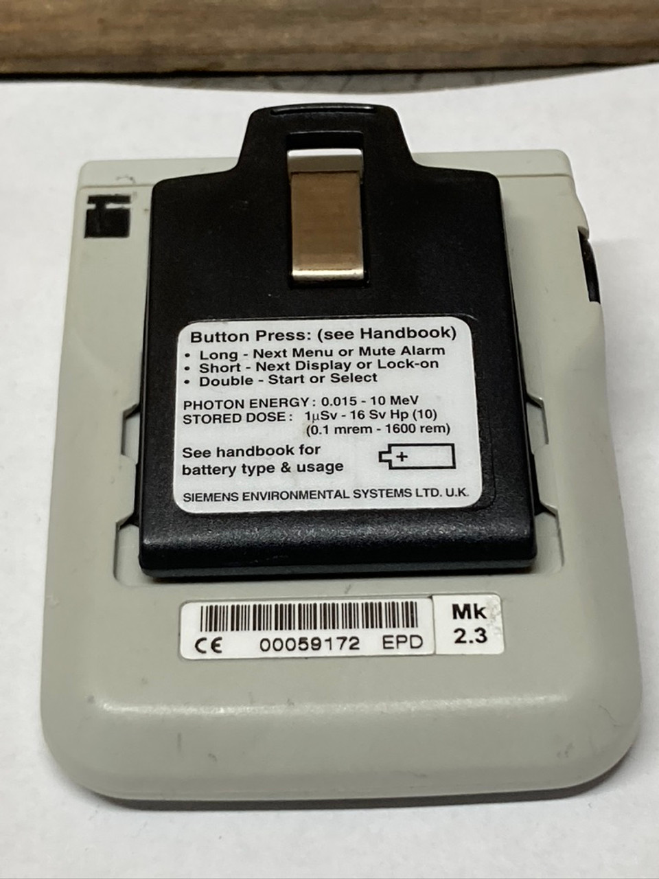 Siemens EPD MK 2.3 Electronic Personal Dosimeter SN: 00059172