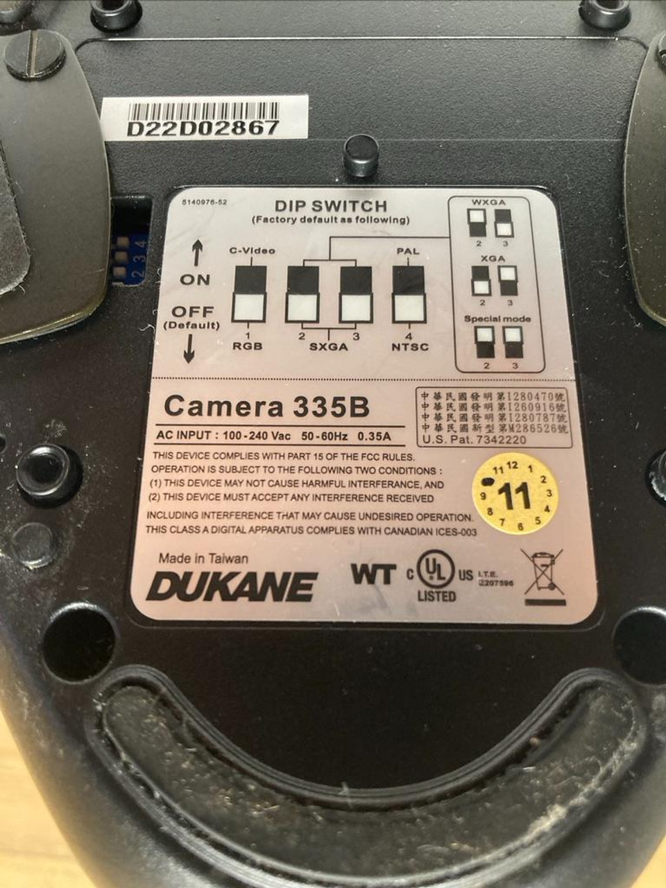 Dukane Camera 335B Flexible Document Camera Overhead Projector