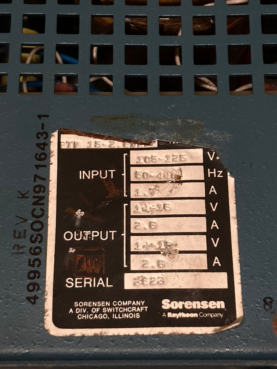 Power Supply 971643-1 Sorensen Raytheon