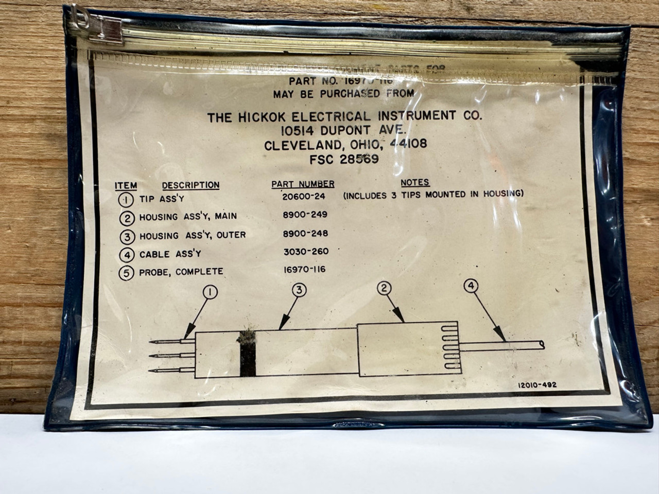 Test Probe 16970-116 Hickok Electrical Instrument (w/ Housing & Cables FSC 2856)