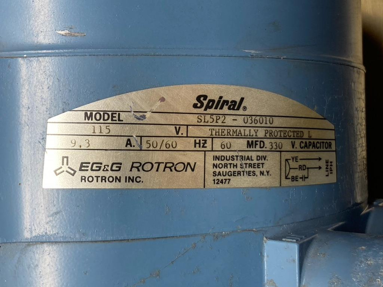 Spiral Regenerative Blower SL5P2-036010 EG&G Rotron 115 V, 50/60 Hz