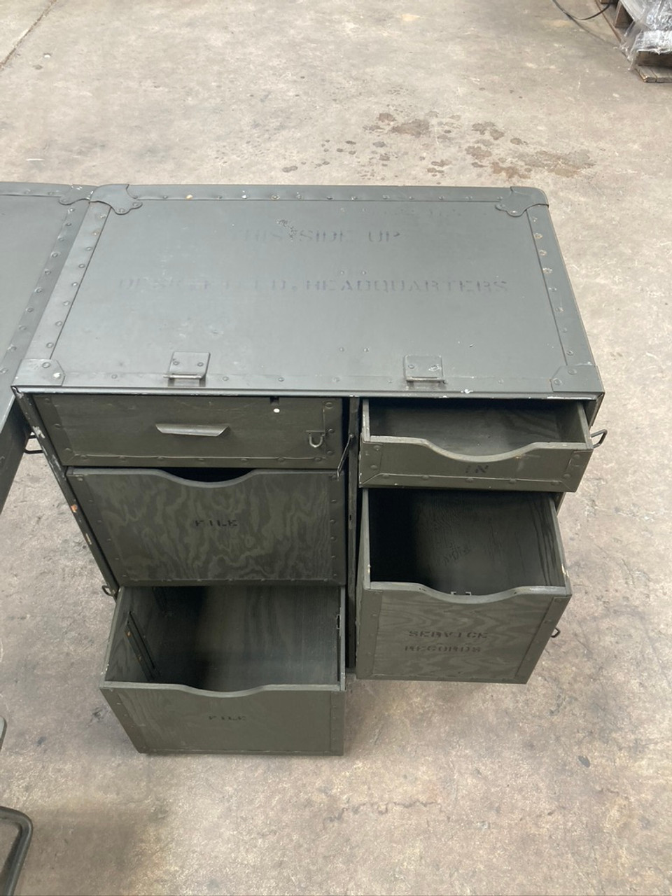 US Military Portable Officer's Field Desk Headquarters Table Trunk