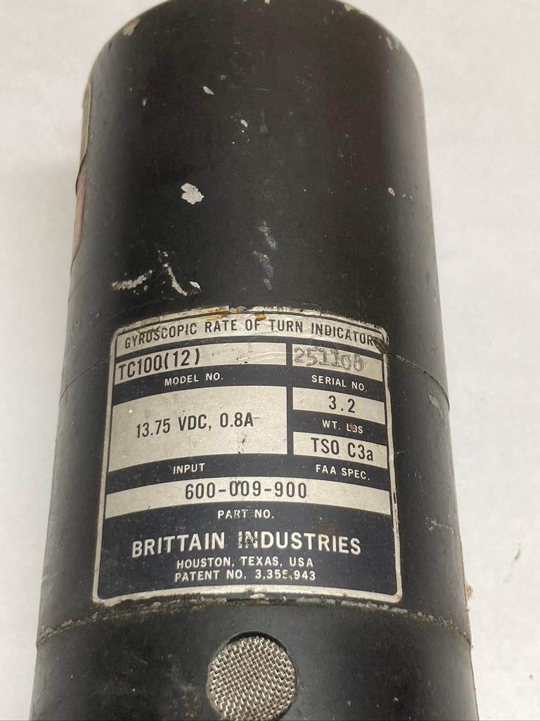 Gyroscope Rate of Turn Indicator TC100(12) 600009900 Brittain