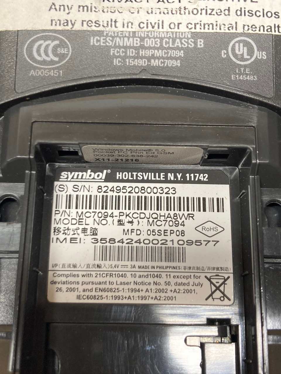 MC7094 Mobile Computer MC7094-PKCDJQHA8WR Symbol/Motorola