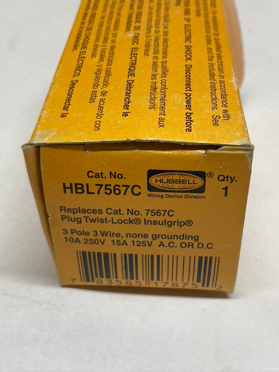 Twist Lock Male Plug HBL7567C Hubbell 10A 250V/15A 125V