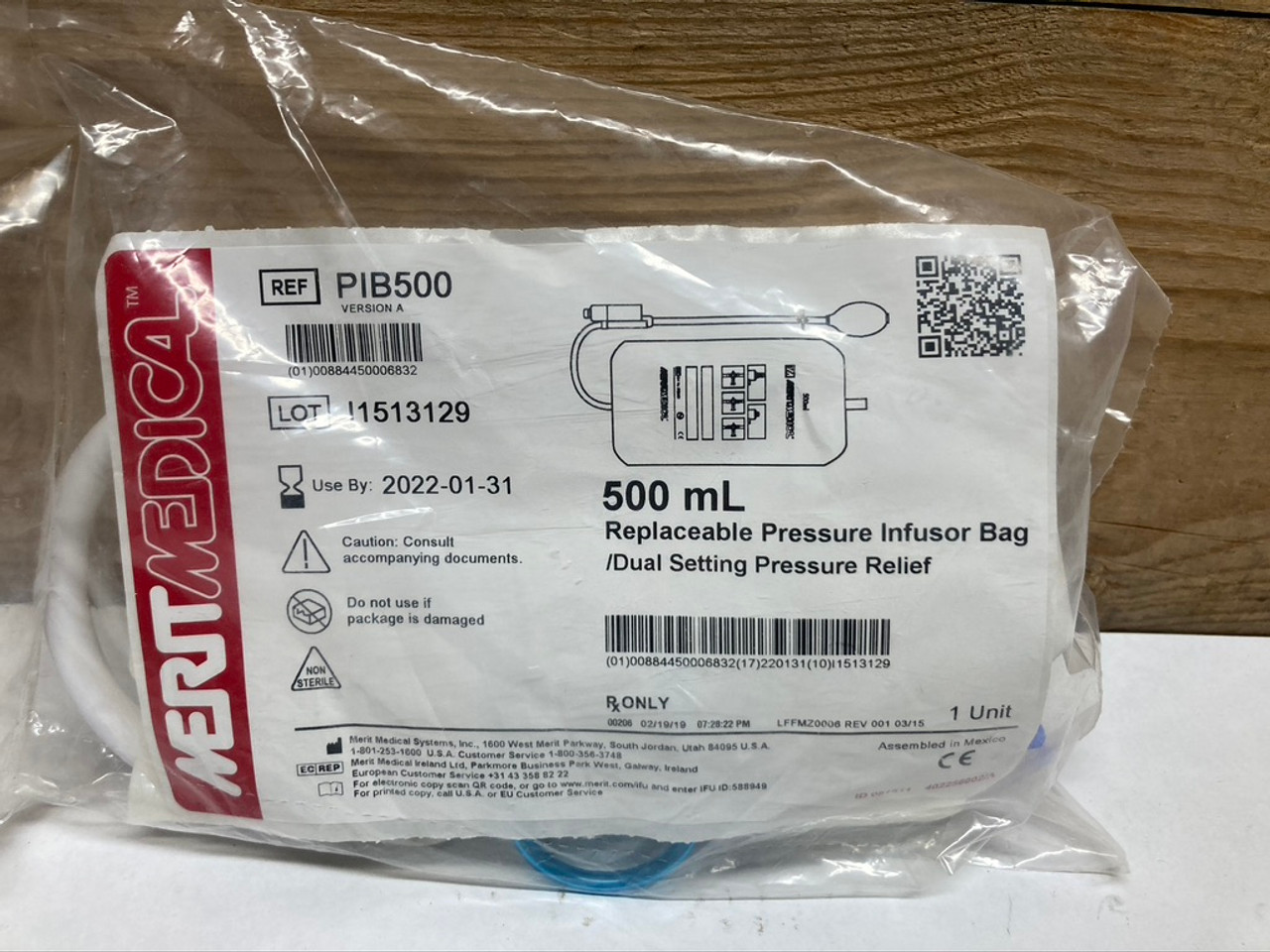 500 ml Replaceable Pressure Infusor Bag PIB500 Merit Medical