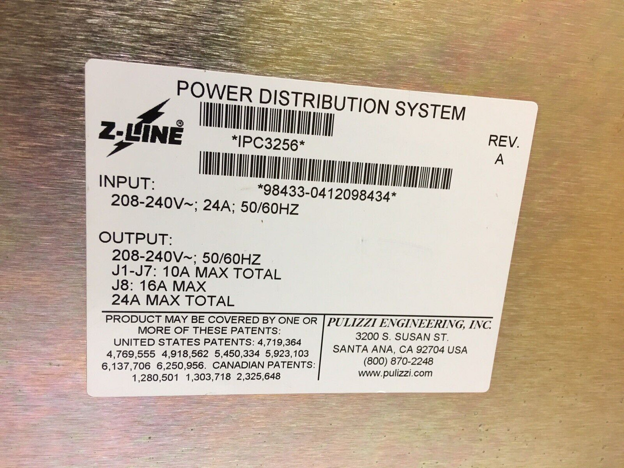 Z-Line Intelligent AC Power Distribution System IPC3256 Pulizzi