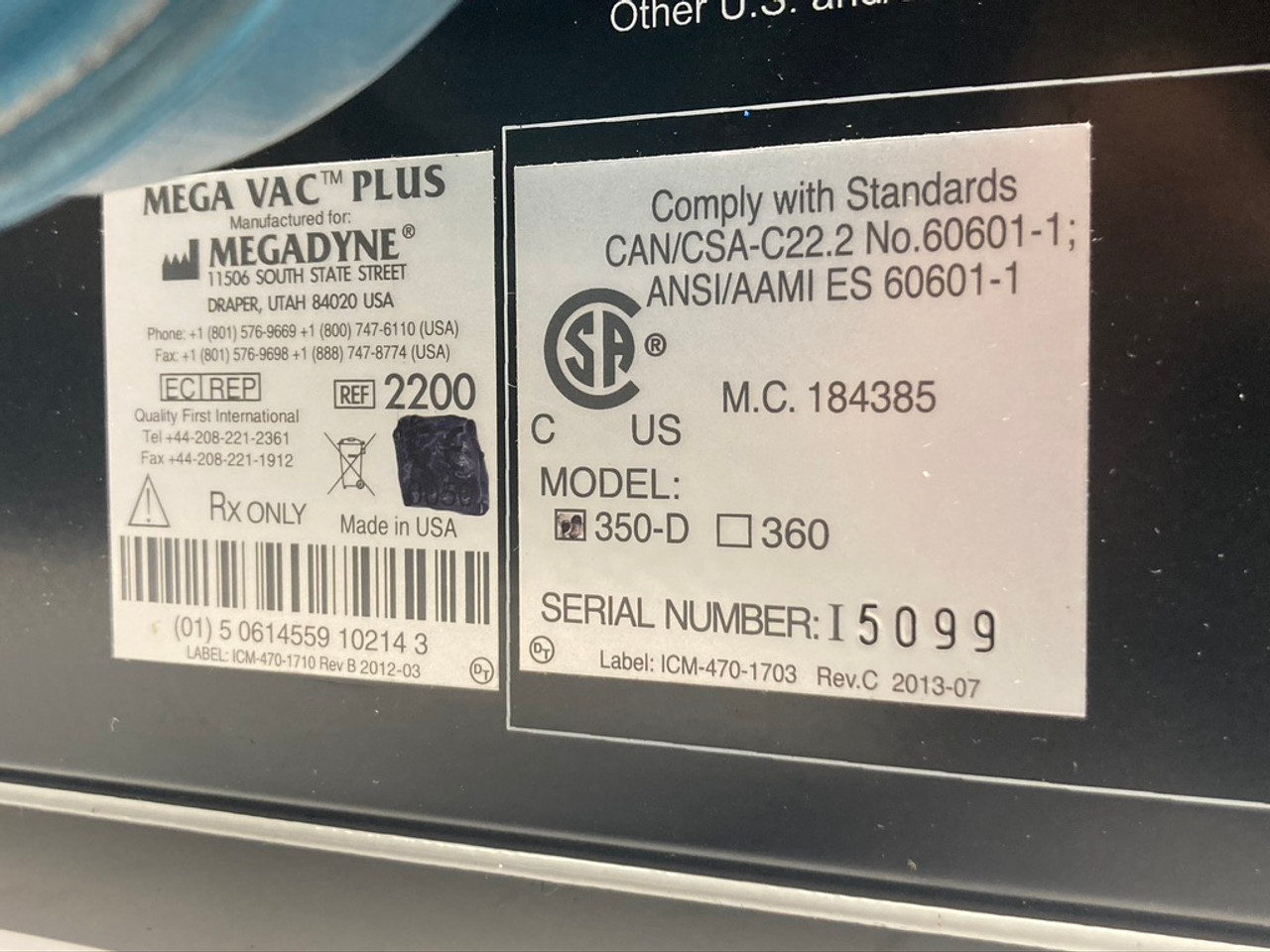 Mega Vac Plus Smoke Evacuator 350-D Megadyne