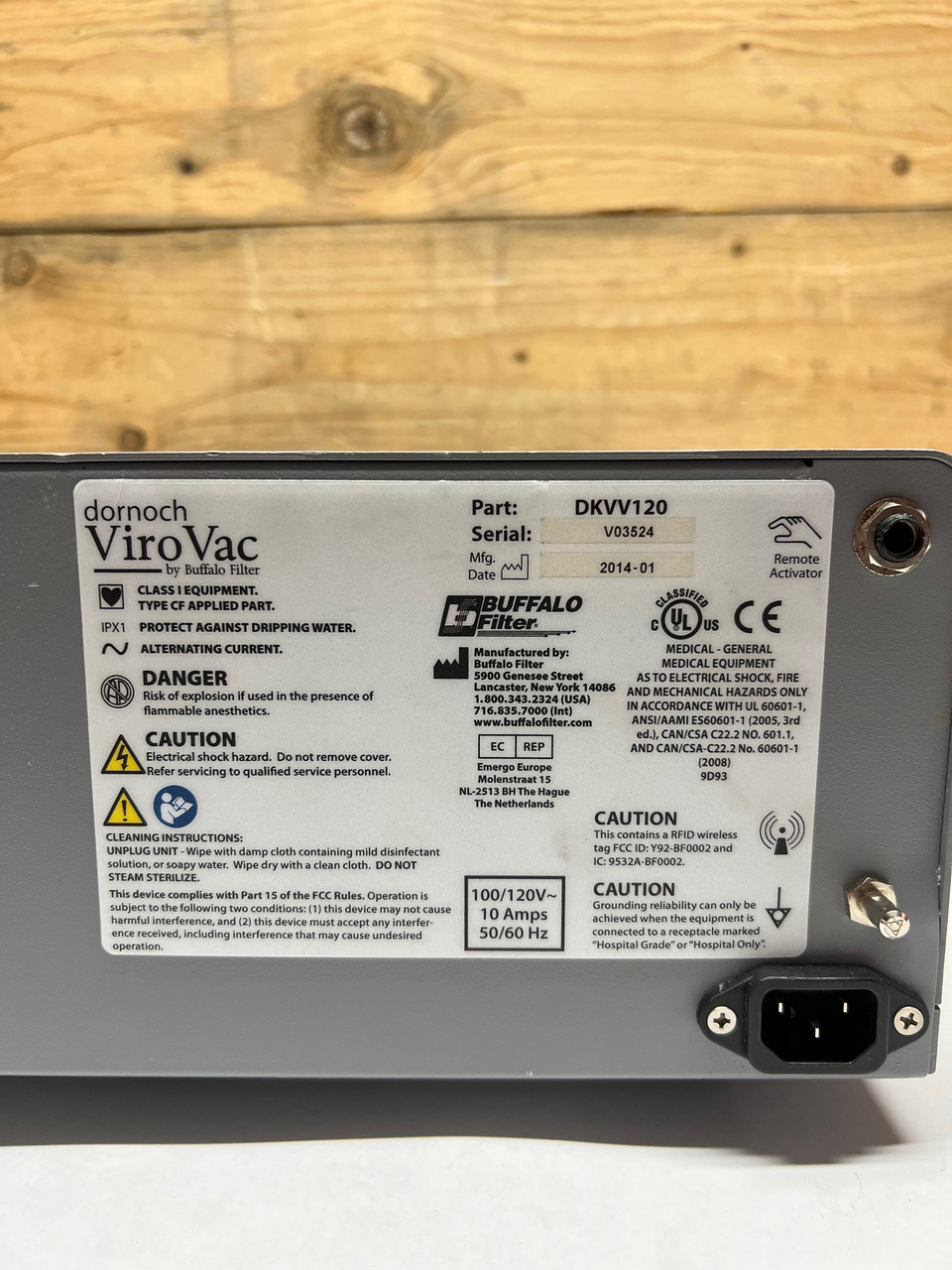 ViroVac Surgical Smoke Evacuation System DKVV120 Buffalo Filter