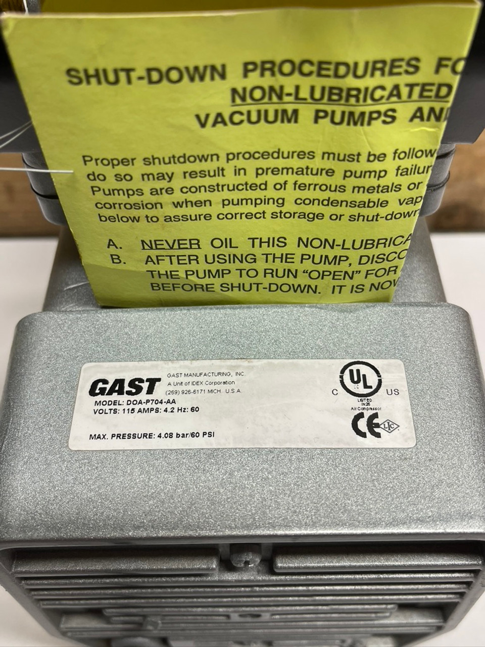 High Capacity Vacuum Pump DOA-P704-AA Gast