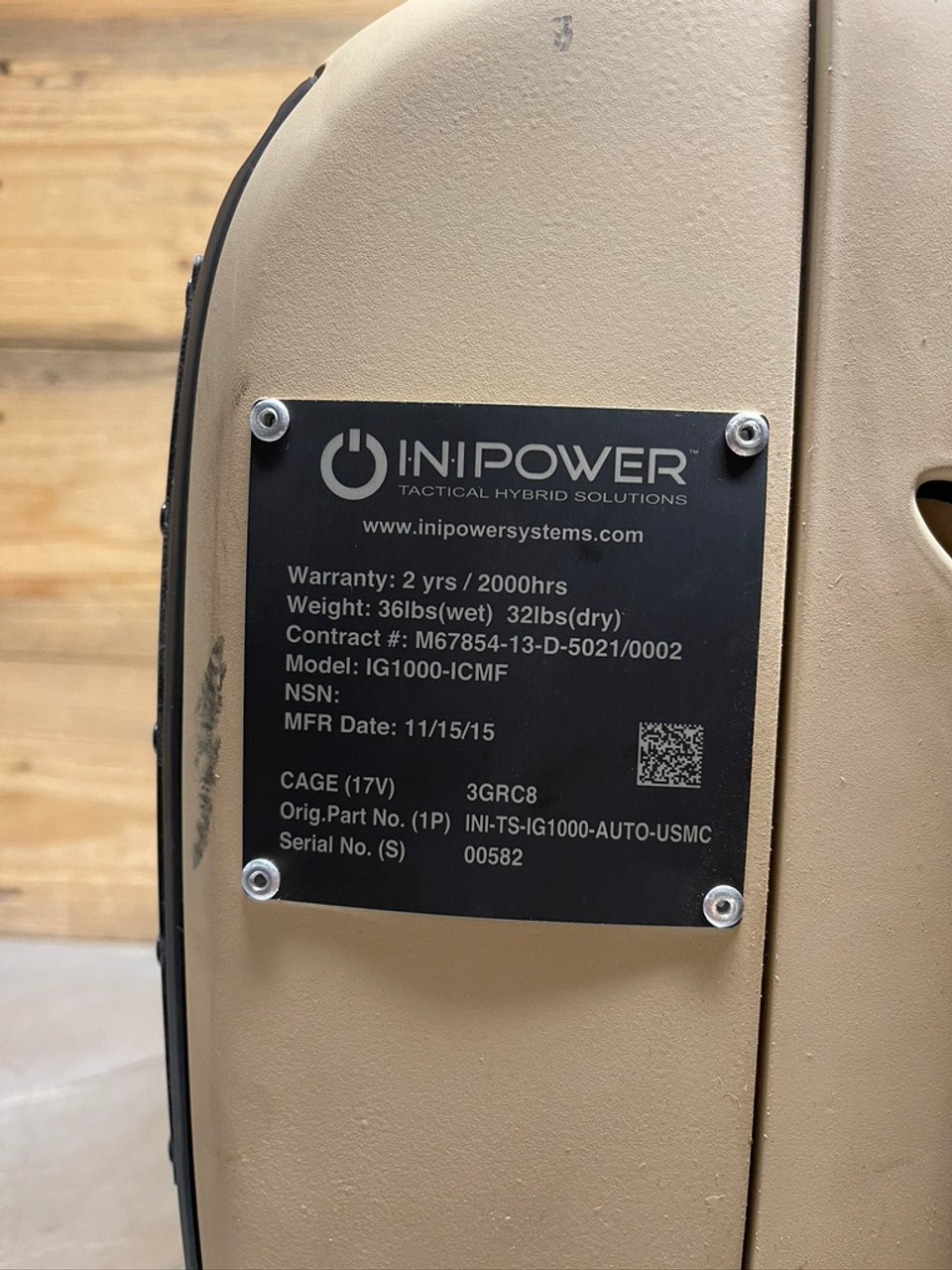 INI Power Intelligen IG1000-ICMF Portable Generator Set Diesel SN: 00582