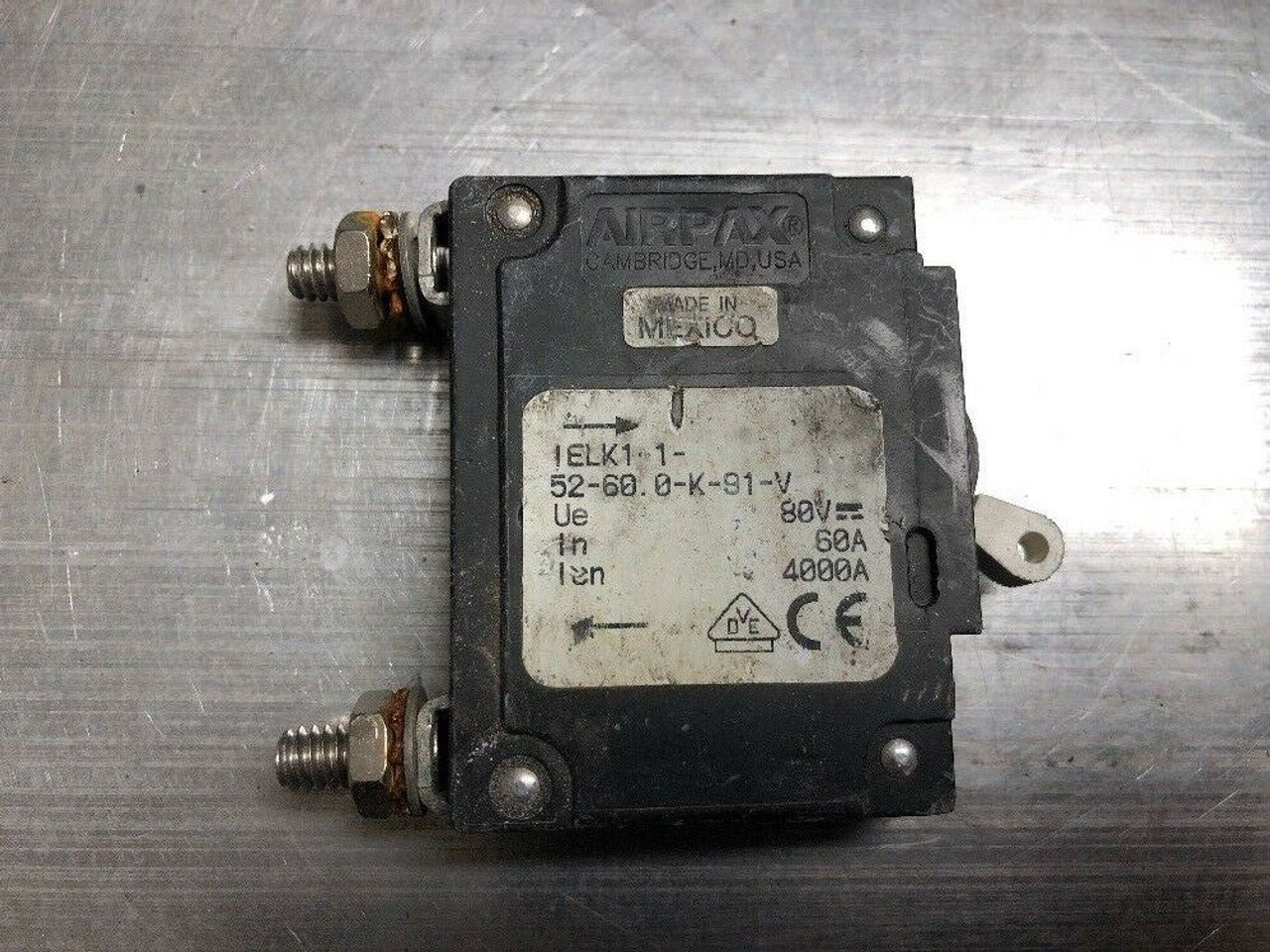 Airpax ELK1-38136-25-V Bolt-In Circuit Breaker 25 Amp 80 V 31.3 Trip Amps R0944