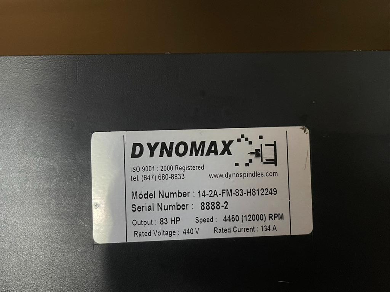 Asynchronous Motor 14-2A-FM-83-H812249 Dynomax 8-Pole 440V 12000RPM W/ Accs.