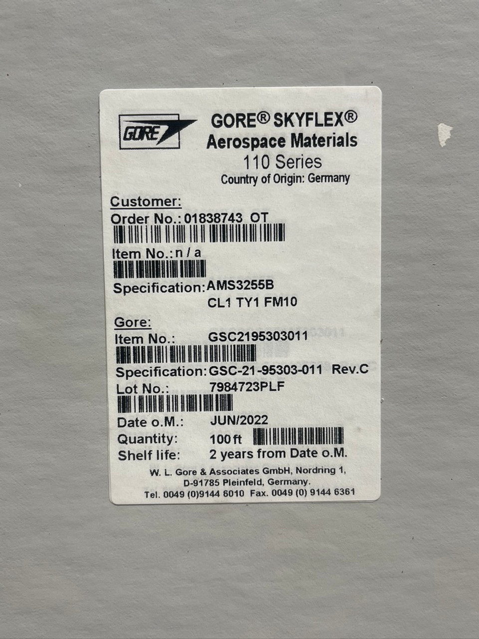 Skyflex Sealant Tape 110 Series GSC2195303011 Gore Adhesive Tape Sealing
