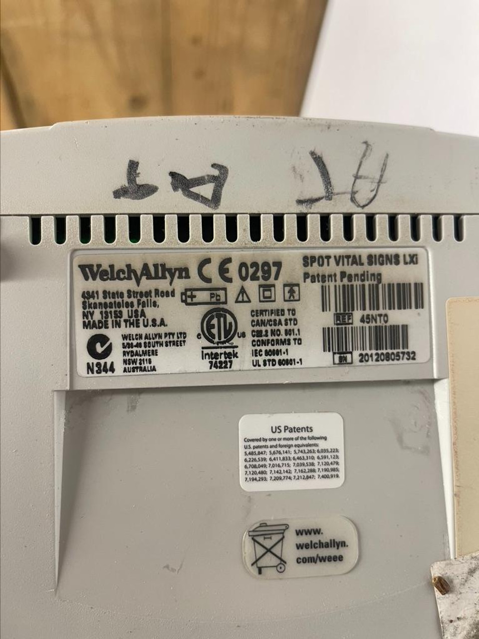 Spot Vital Signs LXi Monitor 45NTO Welch Allyn Med
