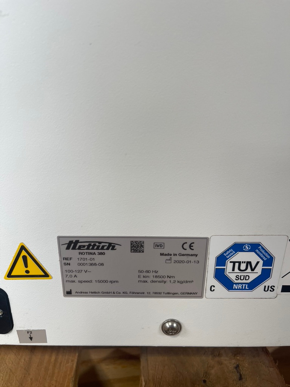 Rotina 380 Benchtop Centrifuge 1701-01 Hettich