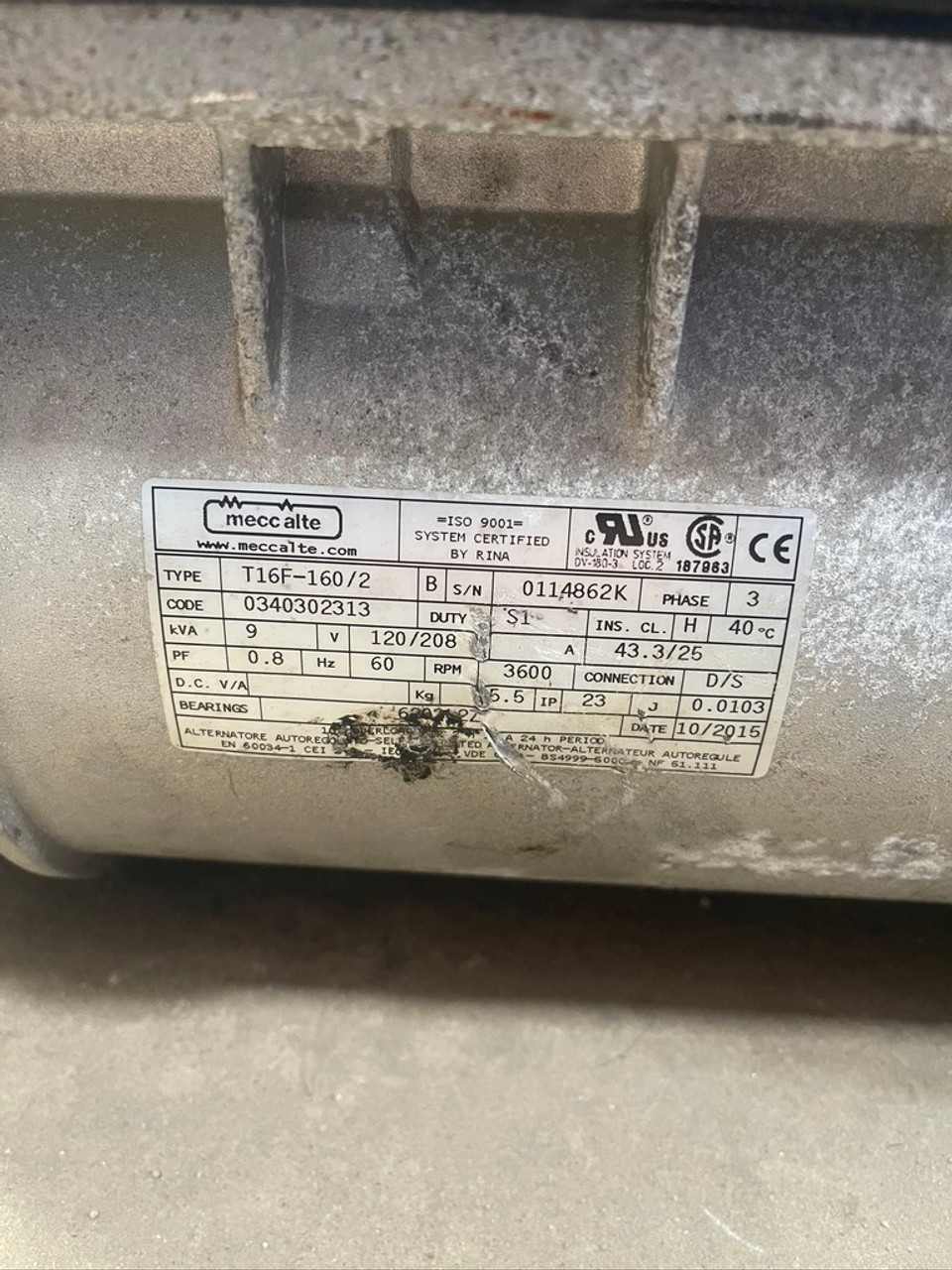 Bearing Belt Drive Generator T16F-160/2 Mecc Alte