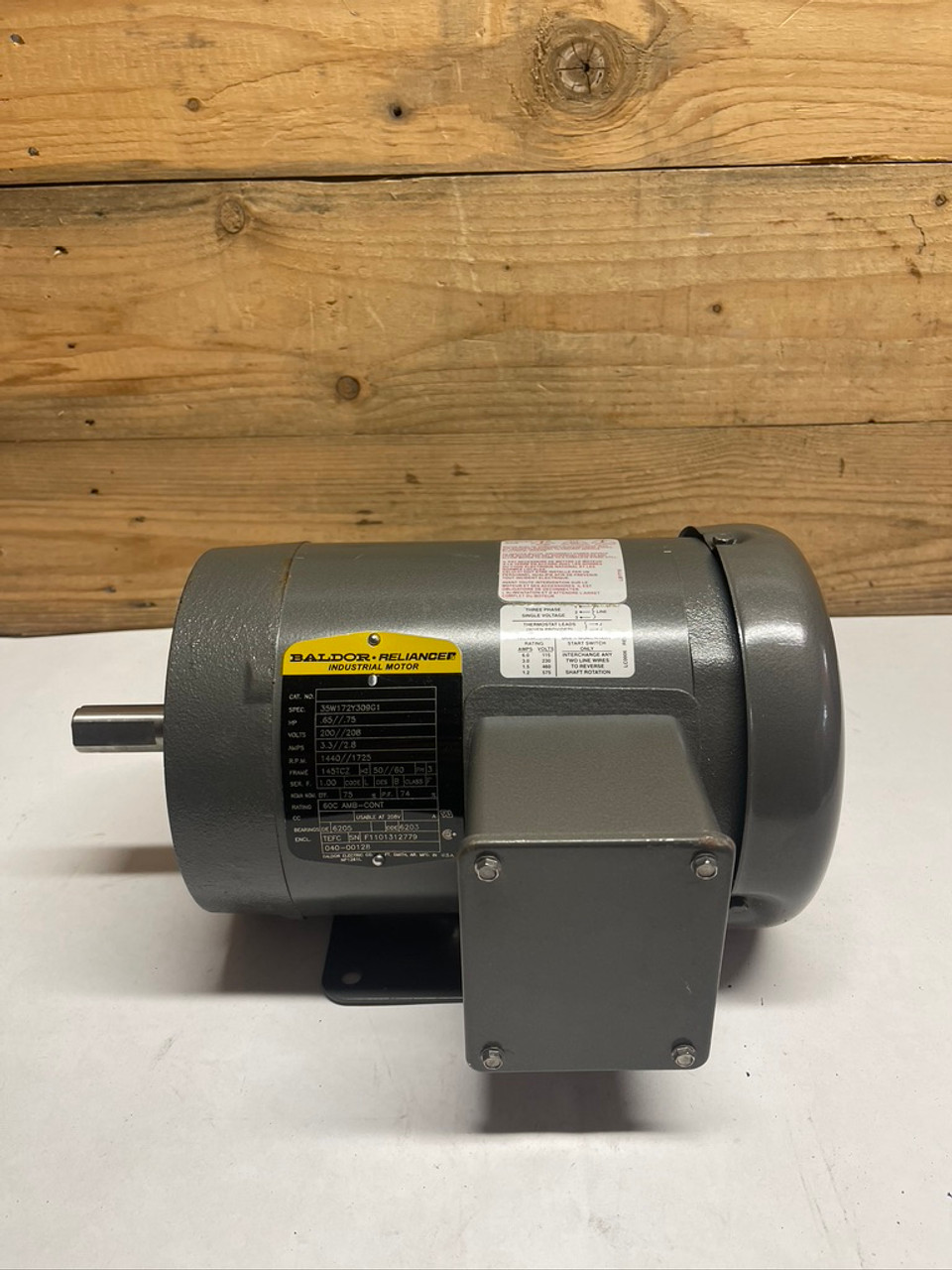 Industrial 3/4 HP Motor 35W172Y309G1 Baldor 3PH 200V