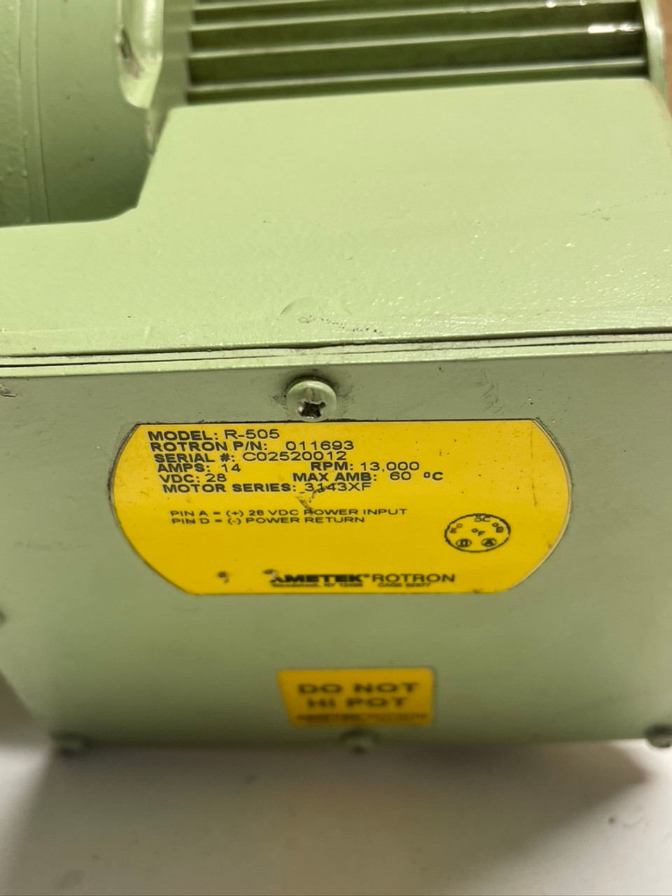 Radial Circulating Fan R-505 Ametek Rotron Model R Type 505 Radial Blowers