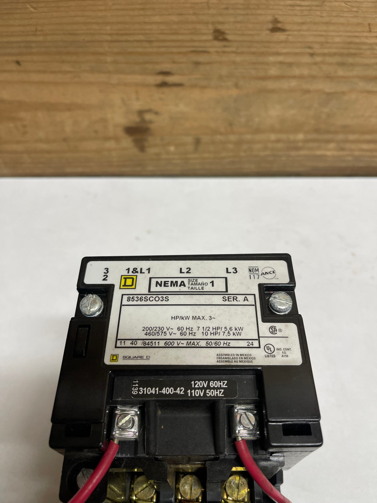 Square D 8536SCO3S Magnetic Motor Starter Nema Size 1 Ser A 600V