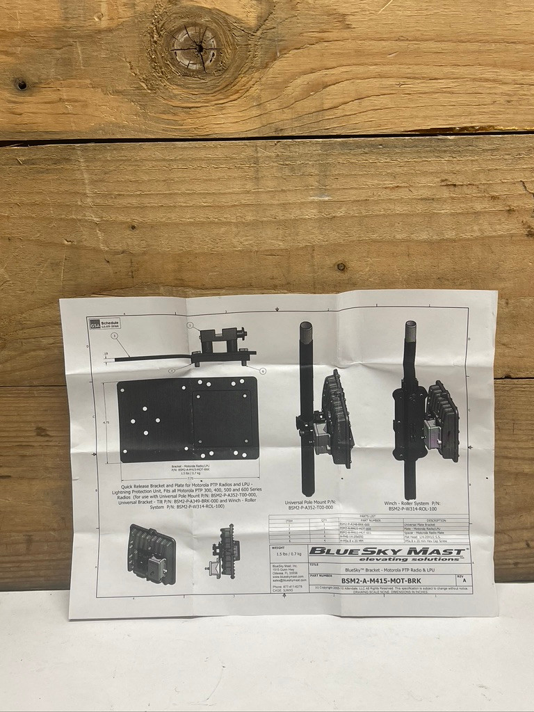 BlueSky Mast BSM2-A-M415-MOT-BRK Motorola PTP700 Radio Mount Bracket