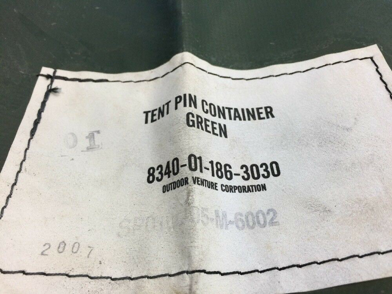 Tent Pin Container 5-4-8487-1 Outdoor Venture Green, Vinyl Laminated