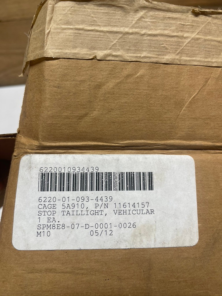 US Army 11614157 Rear Composite Tail Light Assembly 24V Military Vehicle