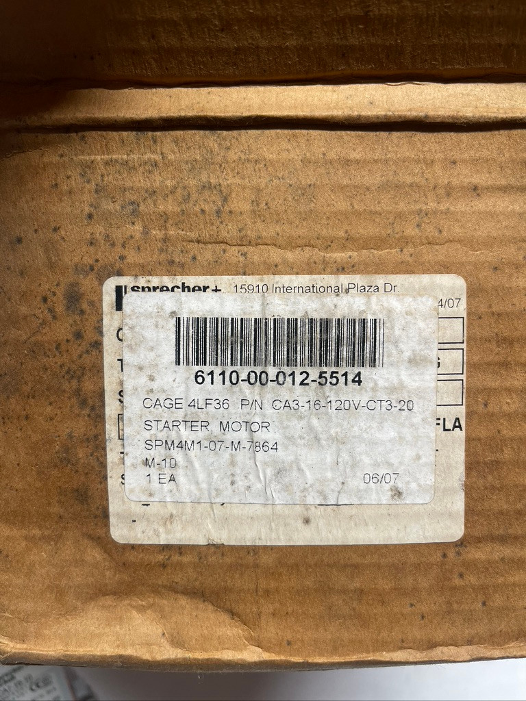 Sprecher + Schuh CA3-16-120V-CT3-20 Magnetic Motor Starter 120V Coil