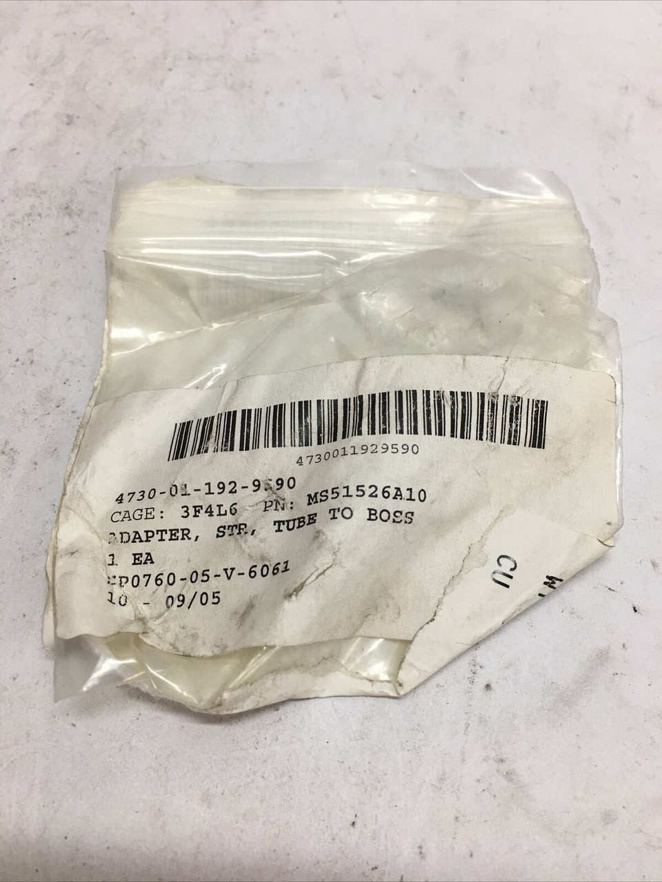 Tube to Boss Straight Adapter MS51526A10 Steel