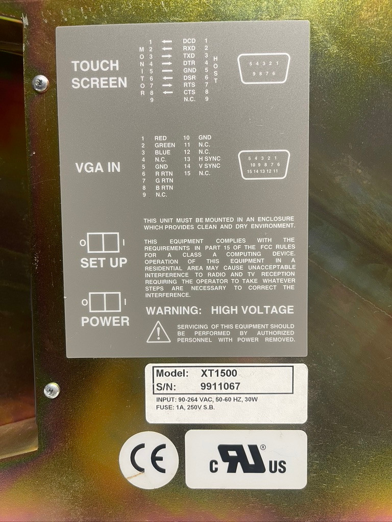 Viewtronix XT1500 Industrial HMI Operator Interface Monitor Display