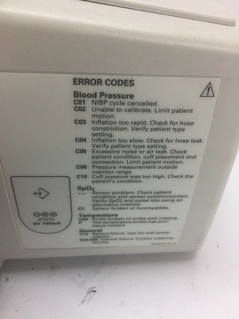 Welch Allyn 53000 Series Vital Signs Monitor 8V 740mA