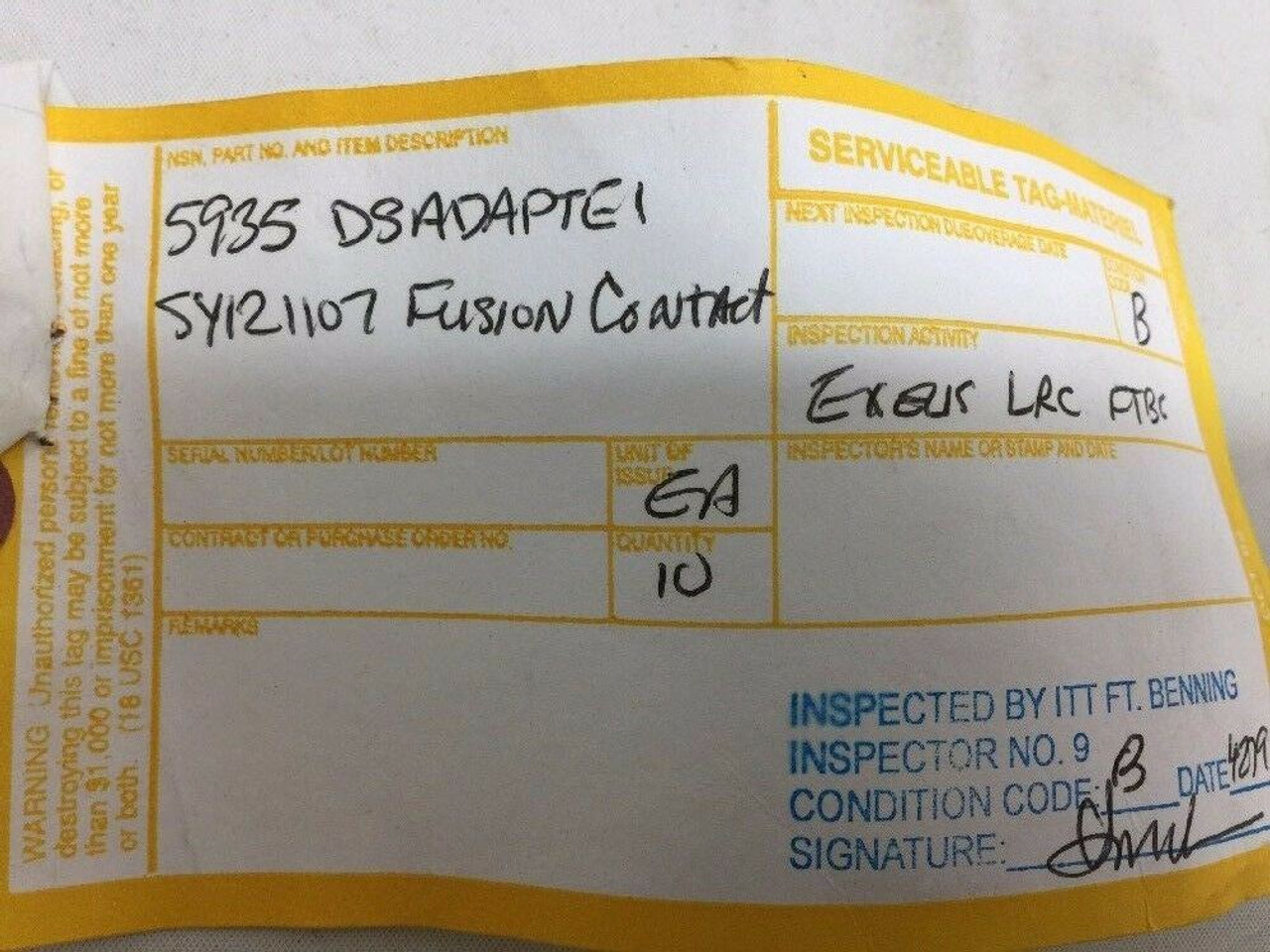 1/0 GA SBF Fusion Contact SY1211072 Total Source Lot of 2