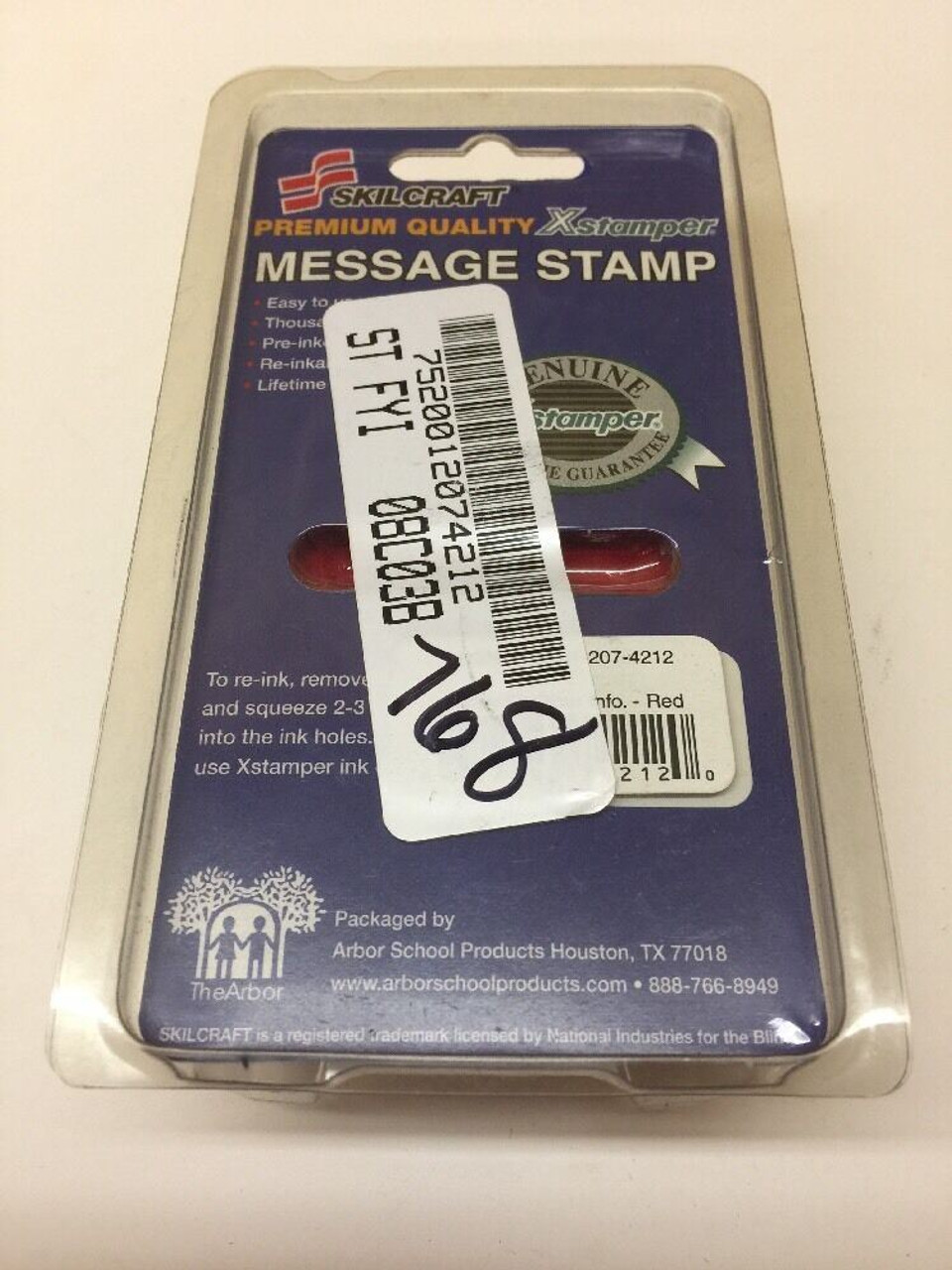 Fixed Type Rubber Stamp 1069 COPY FOR YOR INFO SkilCraft Red Pre-Inked