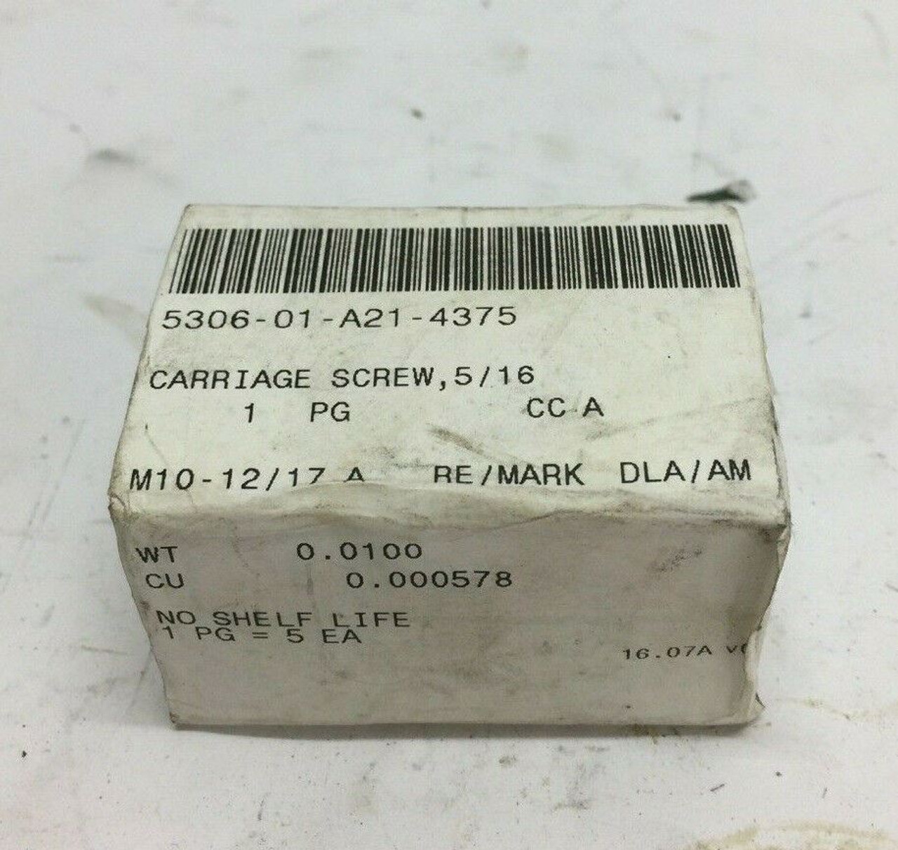 5/16 Carriage Screw 5306-01-A21-4375 Lot of 5