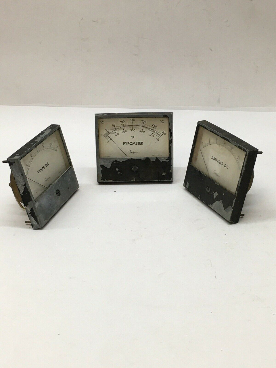 Simpson Analog Panel Gauges / Volts, Amperes, Pyrometer