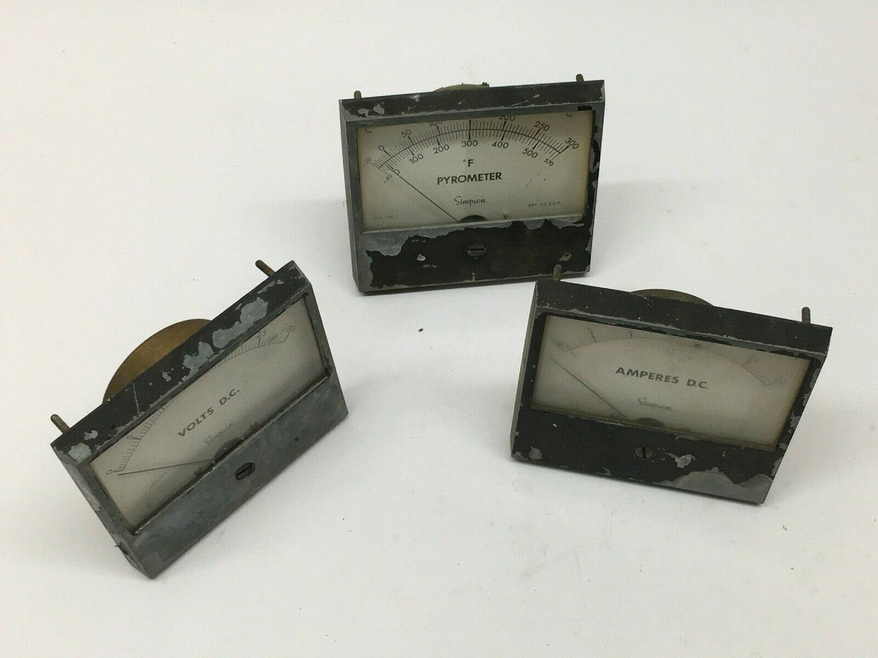 Simpson Analog Panel Gauges / Volts, Amperes, Pyrometer