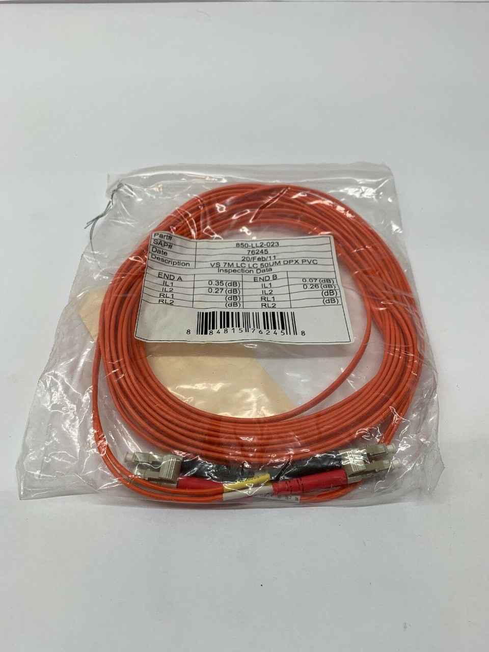 1-Meter Duplex Multi-Mode LC to LC Fiber Jumper Cable 850-LL2-023, 50 µm Core