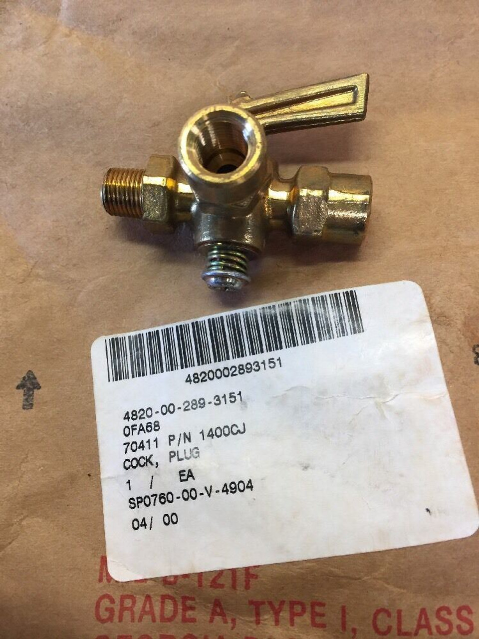 3/4" Plug Cock 1400CJ Anderson Brass Copper Alloy