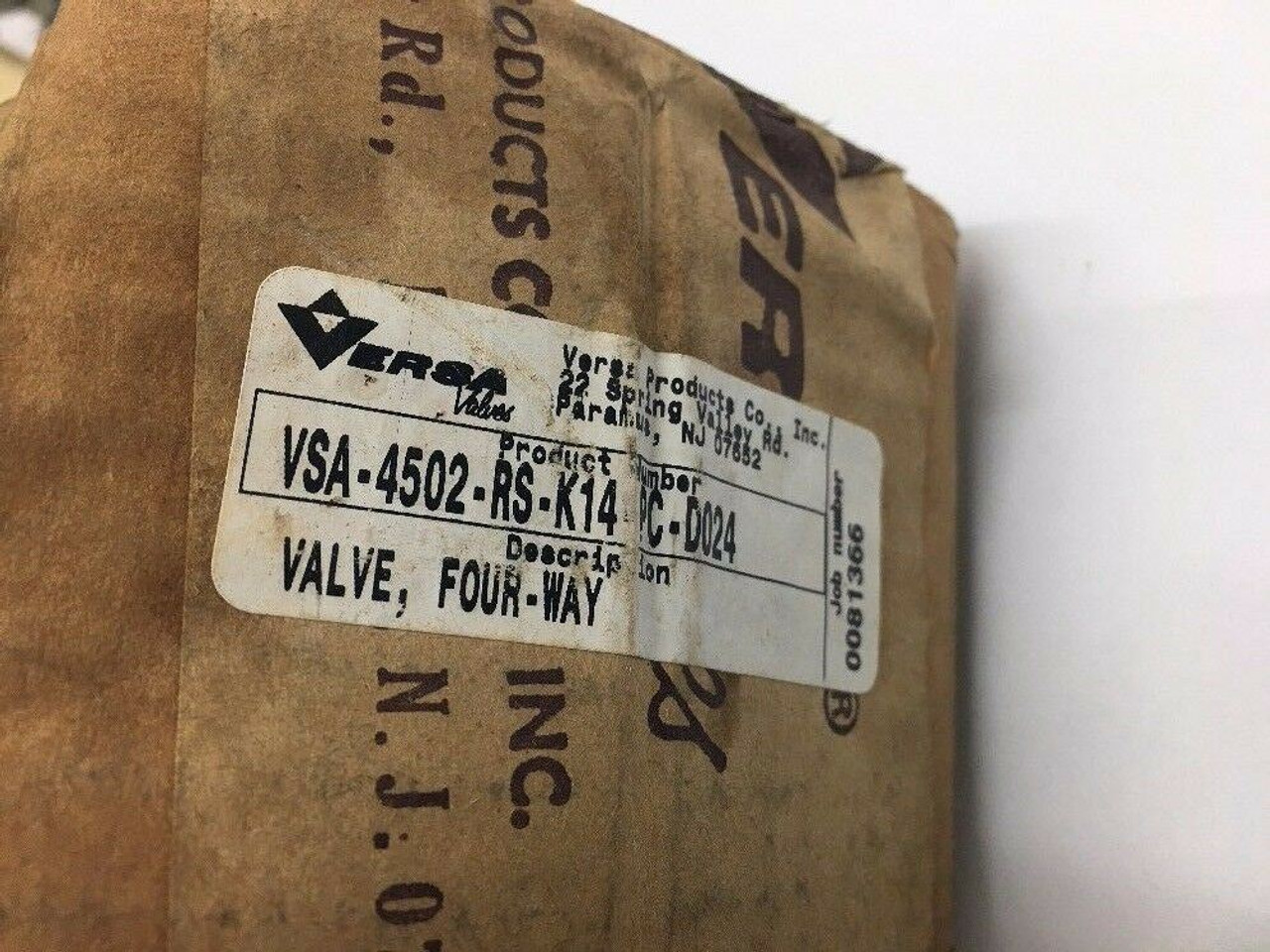 Versa V-Series Four-Way Valve VSA-4502-RS-K14-PC-D024 24VDC 25-175PSI NEW