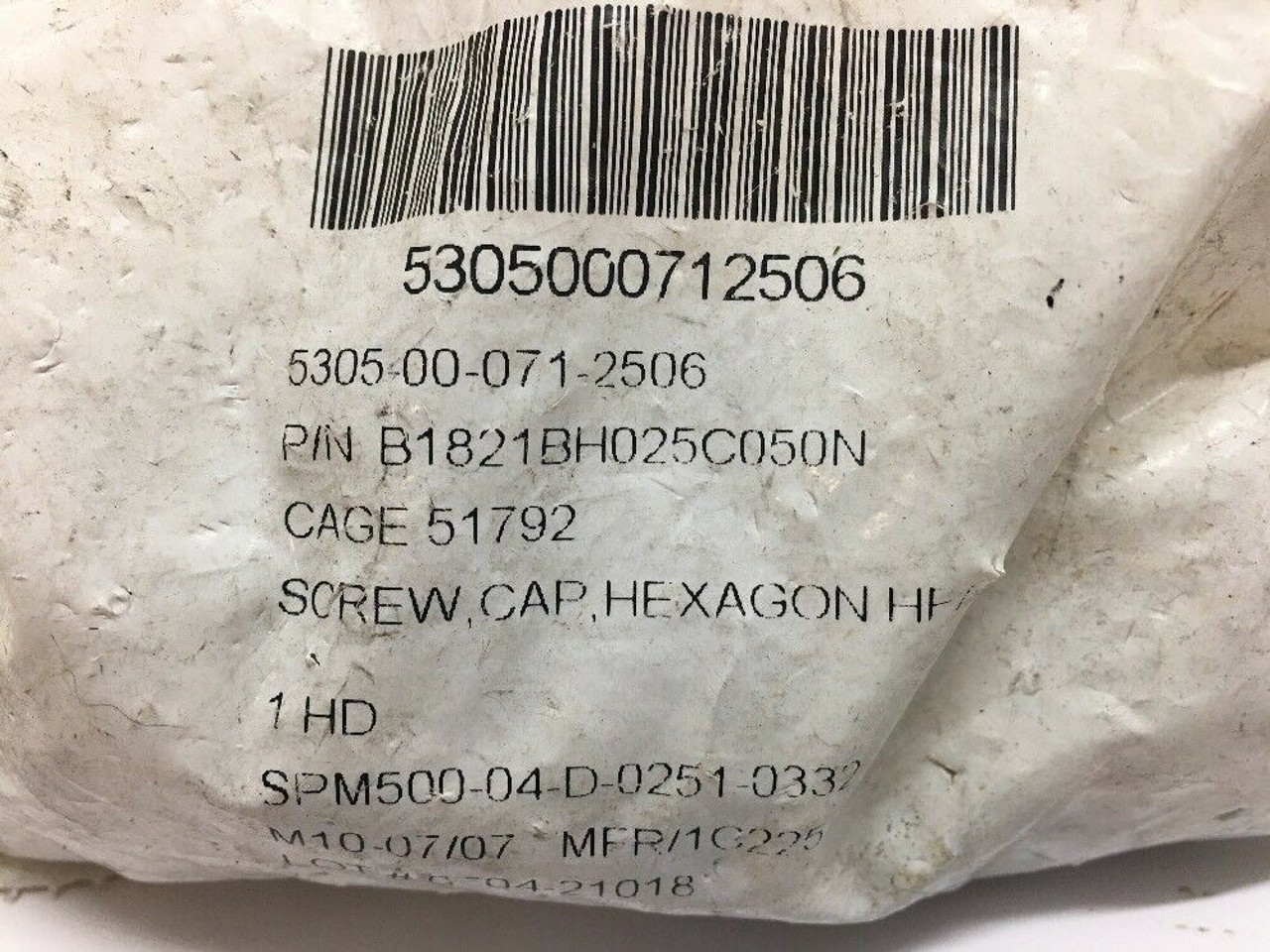 Hexagon Head Cap Screw B1821BH025C050N Steel Lot of 100